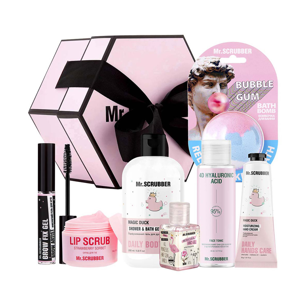 Подарунковий набір Mr. Scrubber Teen Set (гель для душу, 200 мл + крем, 30 г + тонік, 80 мл + гель, 9 мл + скраб, 35 г + антисептик, 30 мл + бомбочка, 200 г)